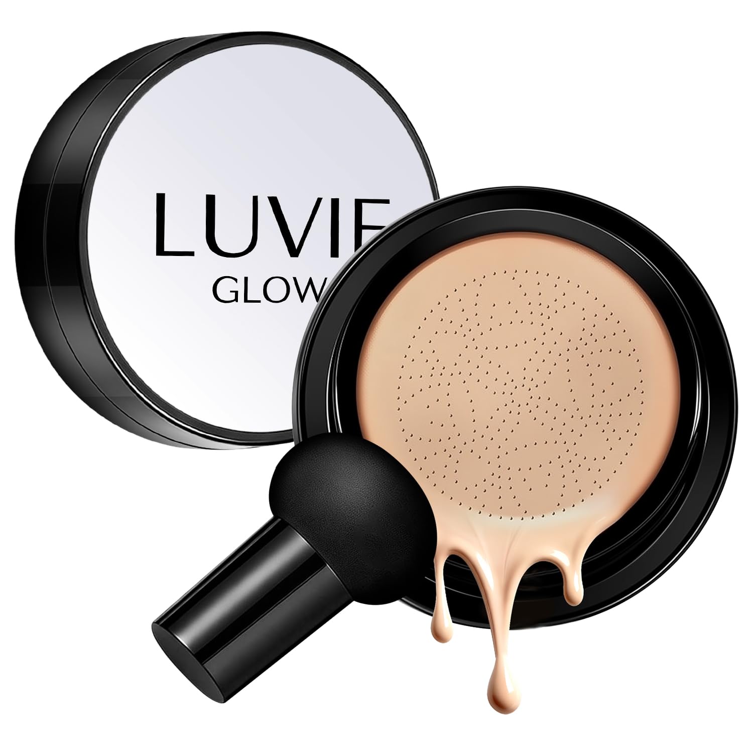Luvie Glow on a woman outdoors, natural radiant finish for daytime wear