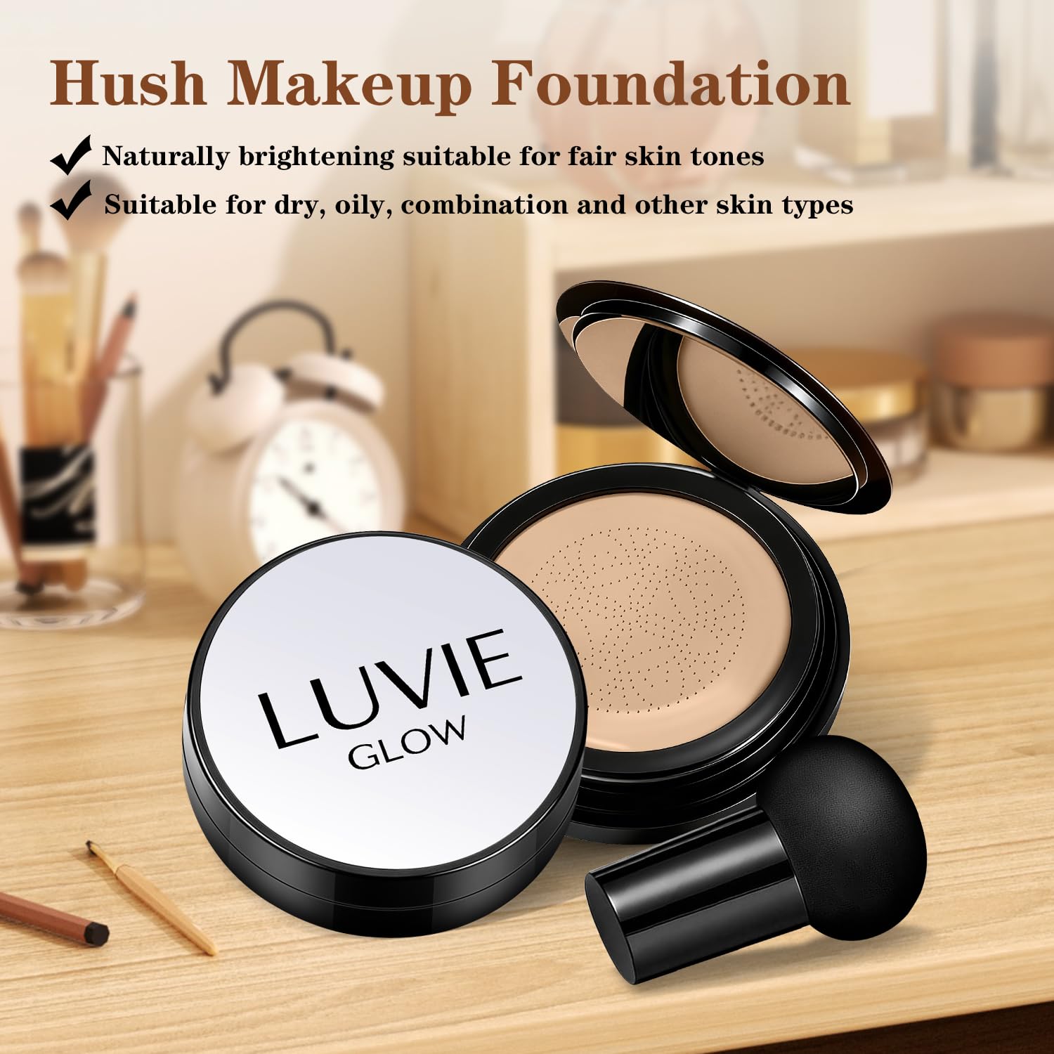 Luvie Glow cushion texture swatch, smooth blendability and hydration