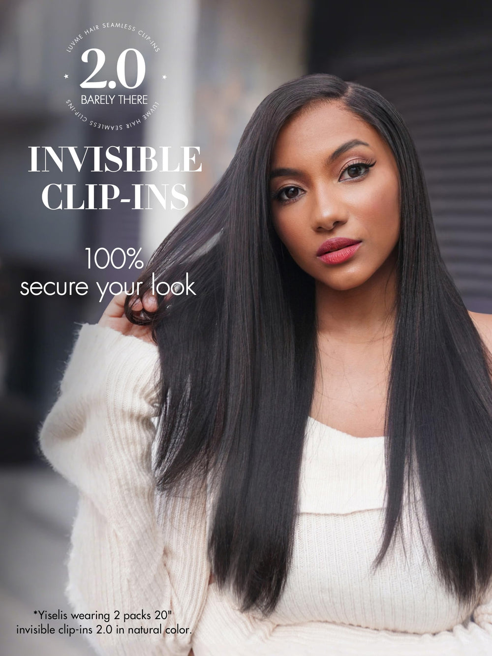LUVME close-up of thin PU weft highlighting invisible scalp blend