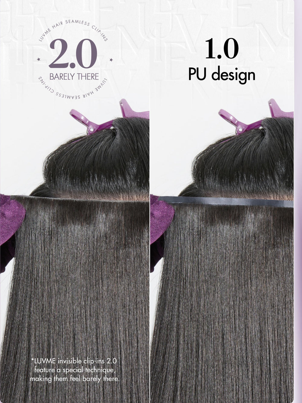 LUVME clip-ins styled in an updo displaying quick installation benefit