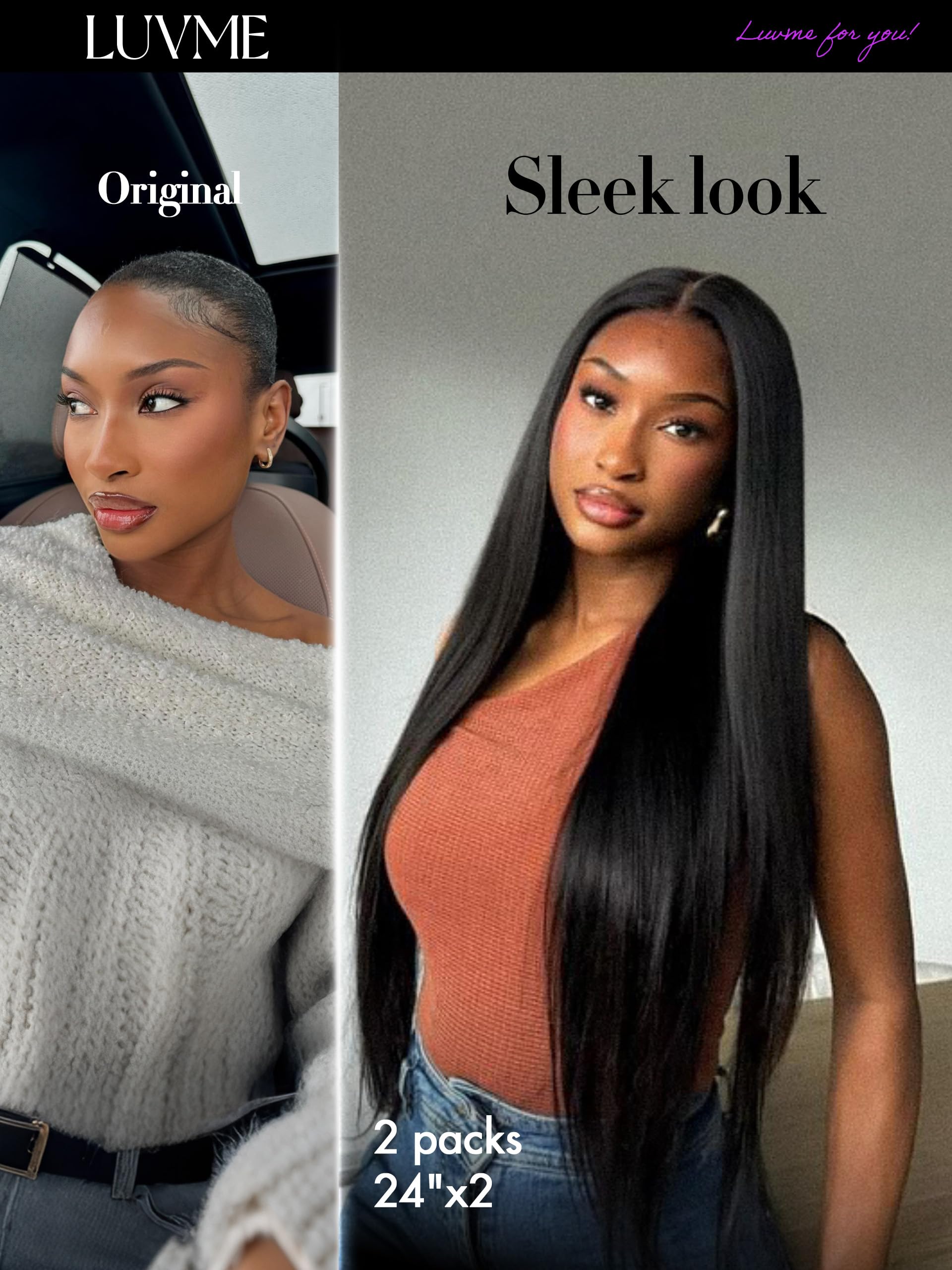 LUVME length comparison on hanger illustrating available inches for custom volume
