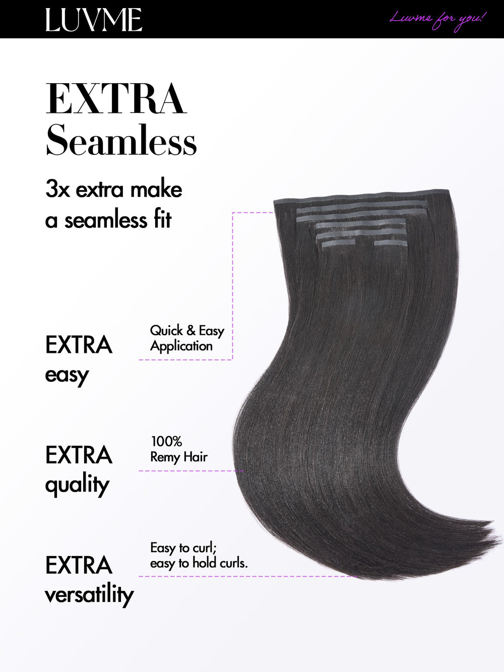 LUVME comparison of lengths 14 to 30 inches for visible length options
