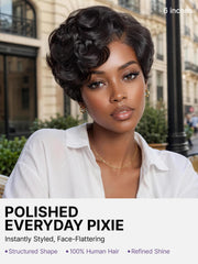 LUVME side profile highlighting layered cut and flattering shape