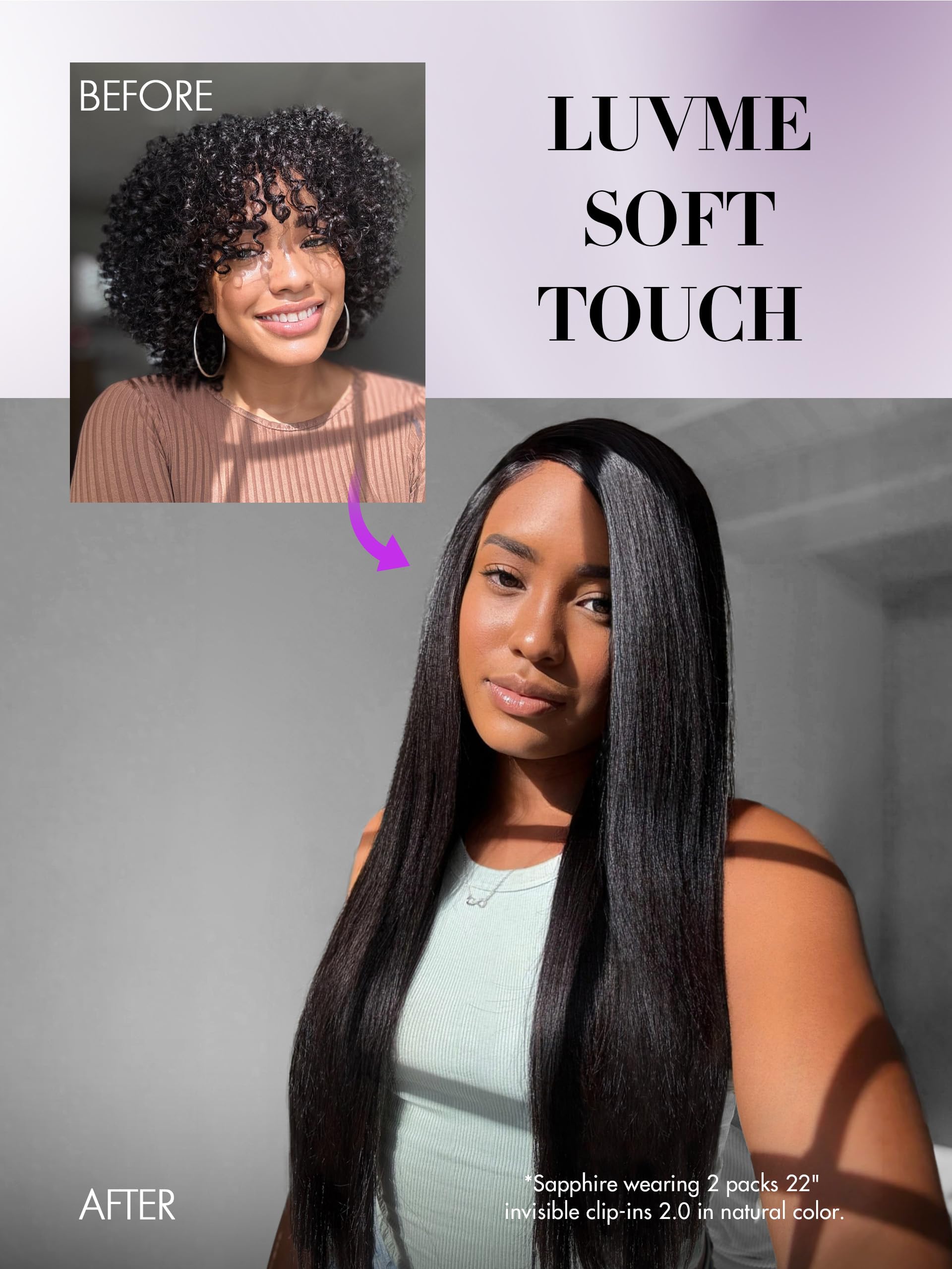 LUVME hair strand texture detail showing natural, tangle-resistant finish