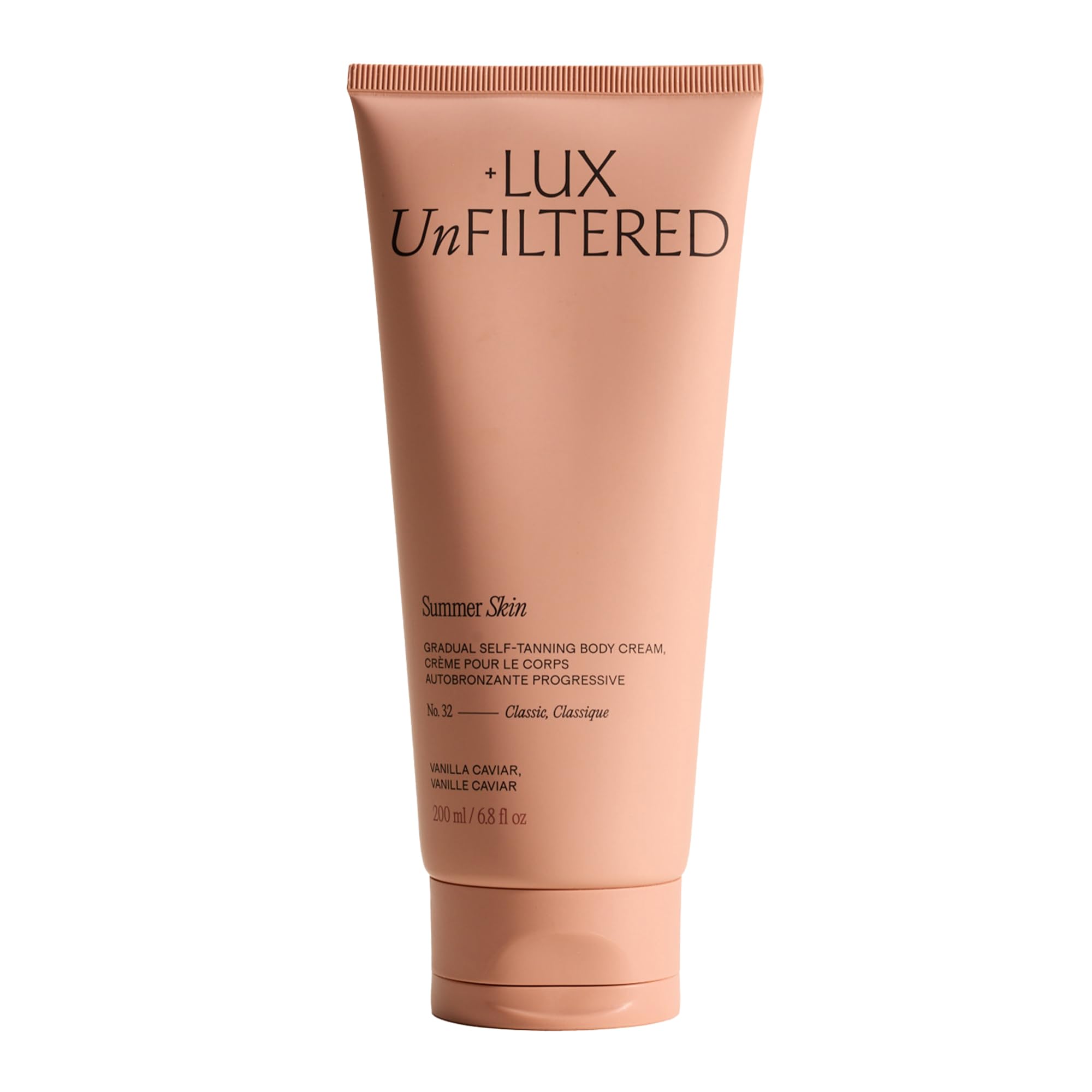 Lux Unfiltered bottle front view showing vanilla caviar scent benefit