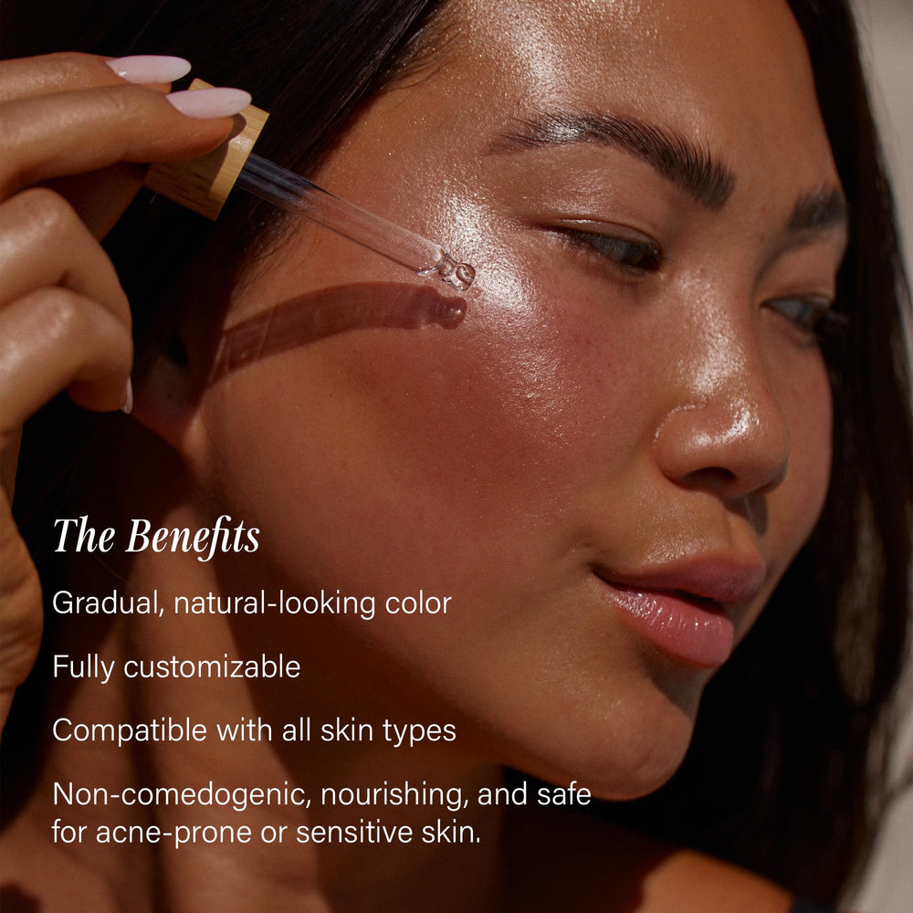 Lux Unfiltered drops mixed into moisturizer for customizable glow