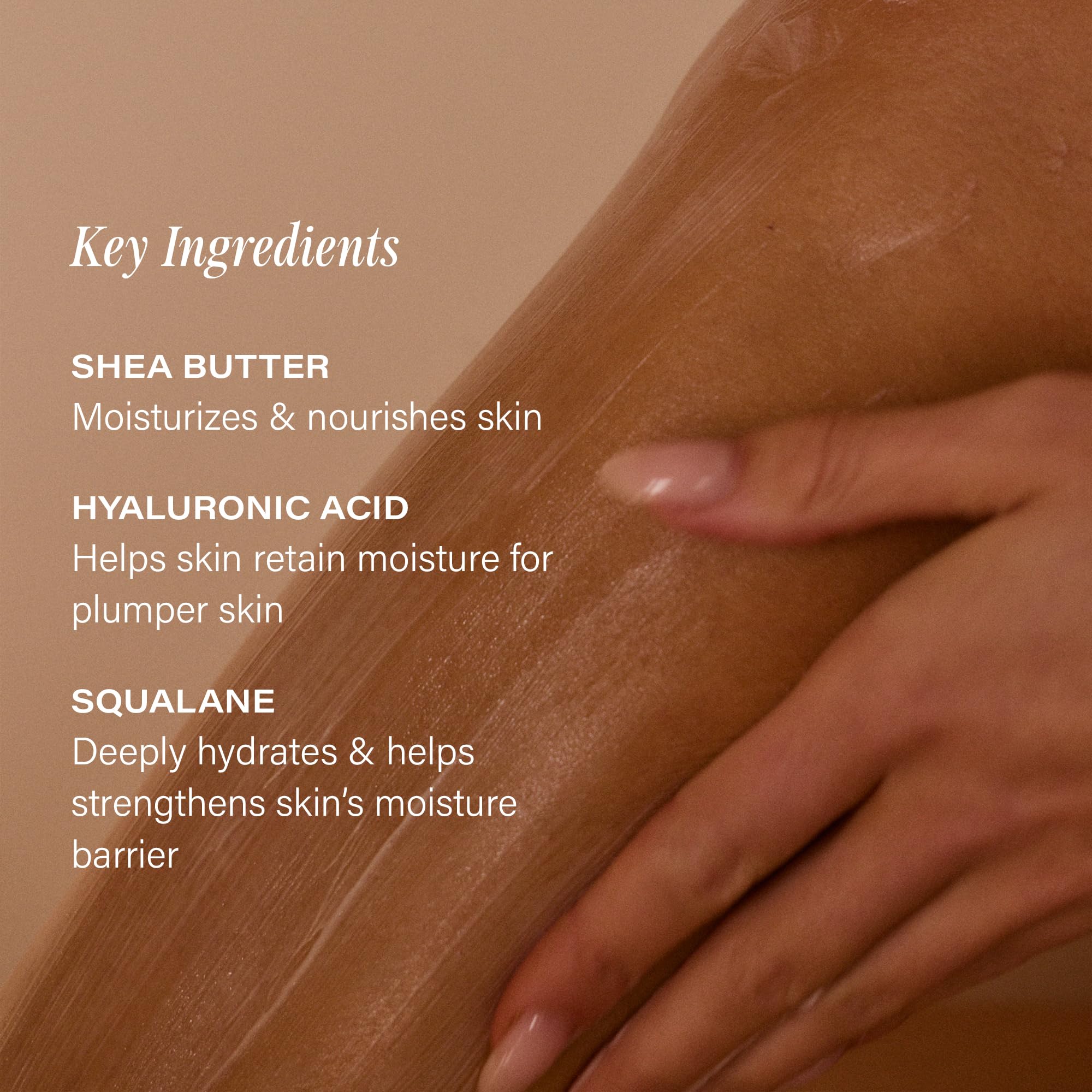 Lux Unfiltered applied on arm smoothing skin, shows fast absorption and non-greasy finish