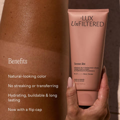 Lux Unfiltered being applied to hand for even, buildable color