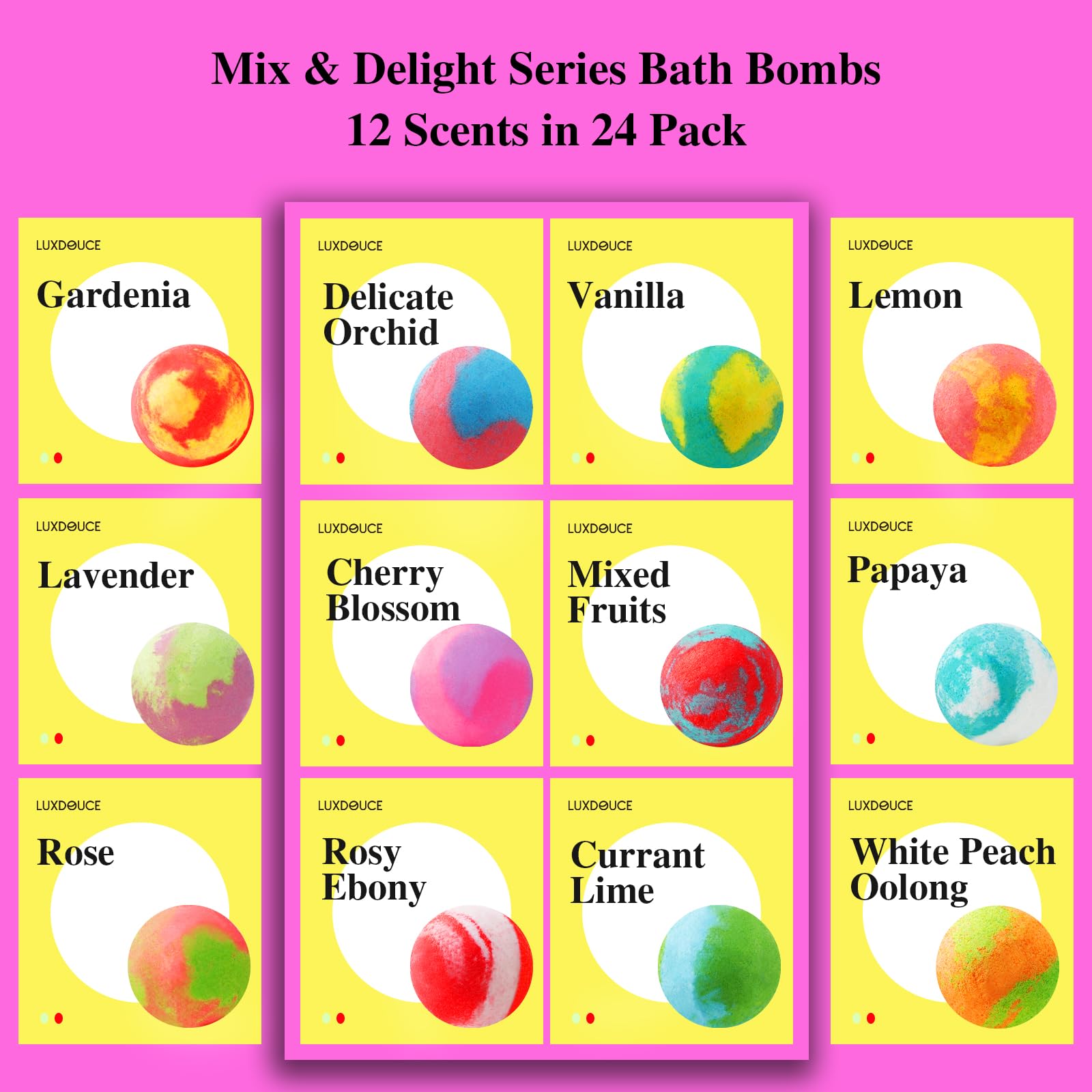 LUXDOUCE colorful bath water demonstrating vibrant visual enjoyment benefit