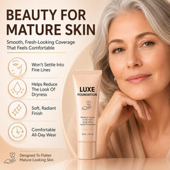 LUXE FOUNDATION blended on hand demonstrating color-changing match benefit