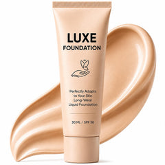 LUXE FOUNDATION front packaging showing product and branding with clear benefit
