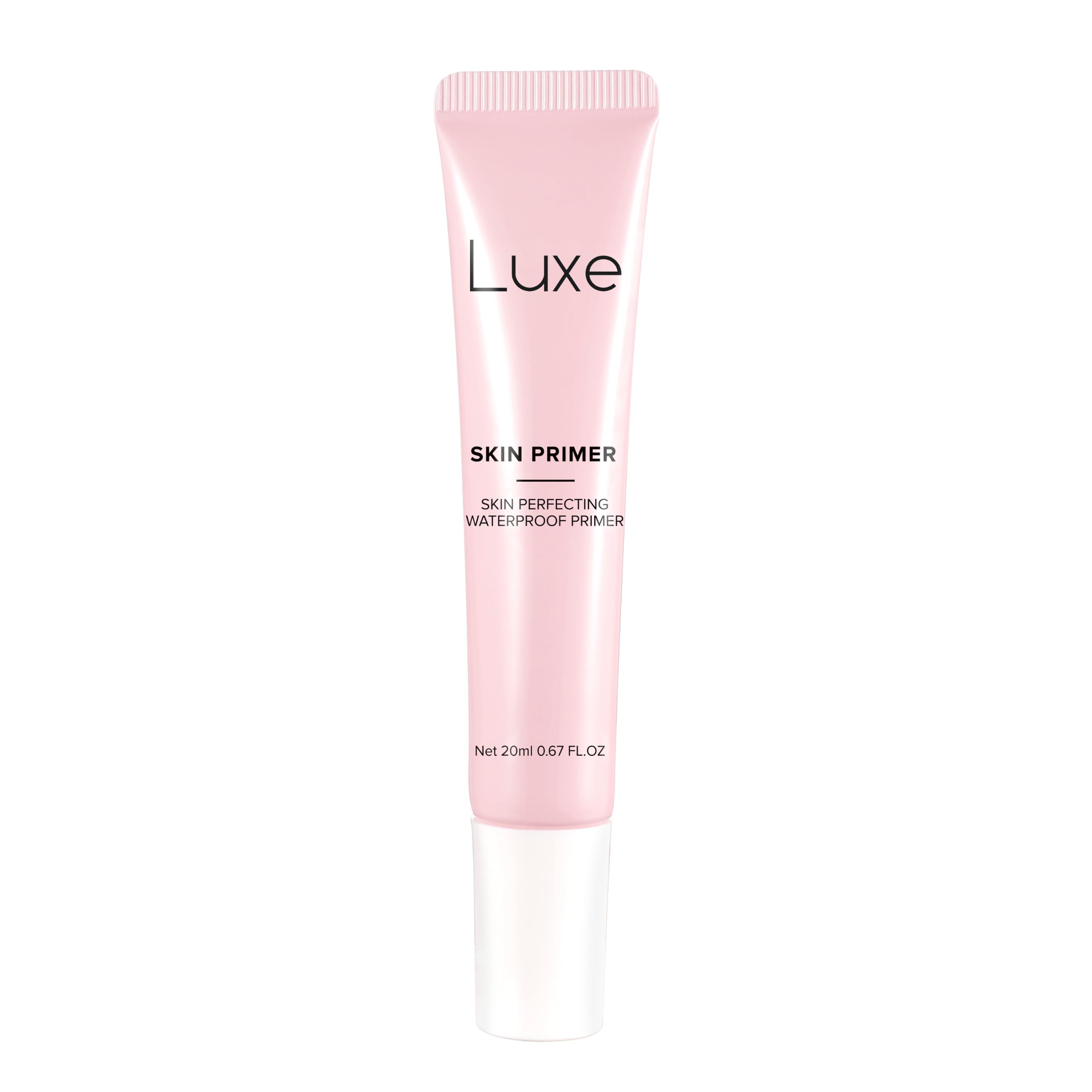 LUXE front packaging showing elegant primer bottle and 20ml size benefit