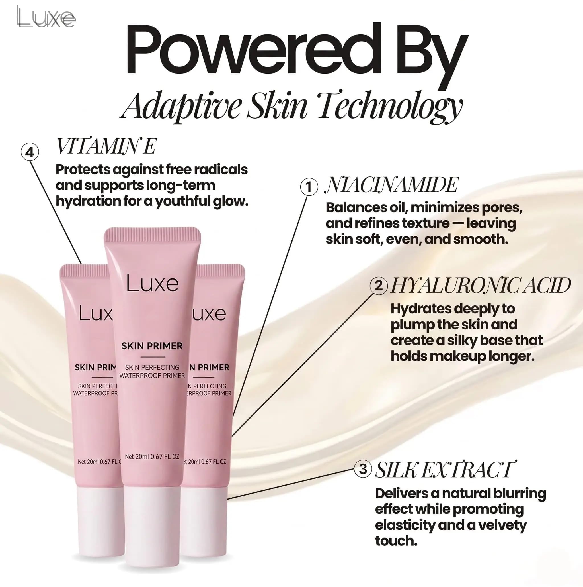 LUXE primer pump action dispensing a controlled drop for no-waste application