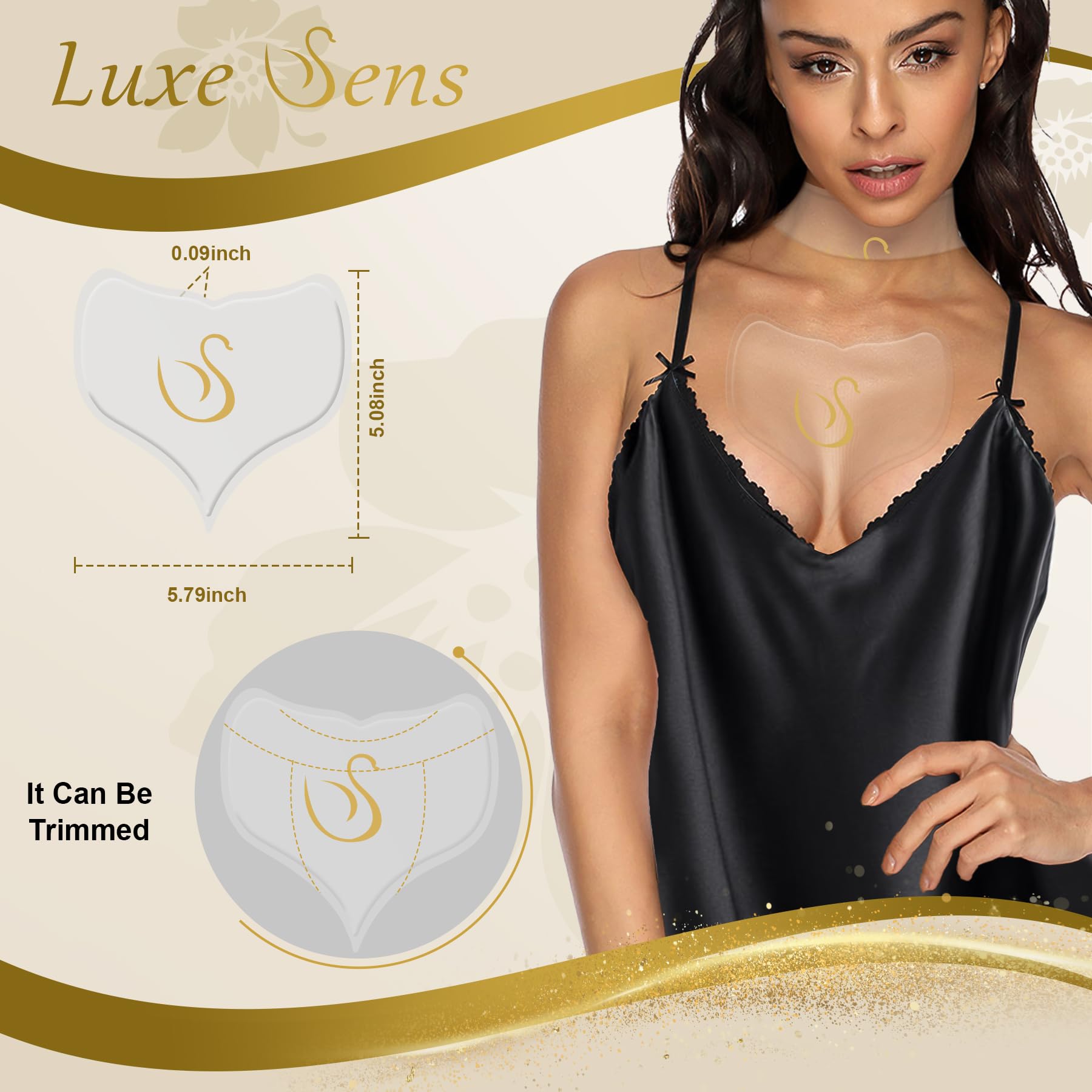 Luxe Sens before and after chest showing improved skin texture and reduced creases