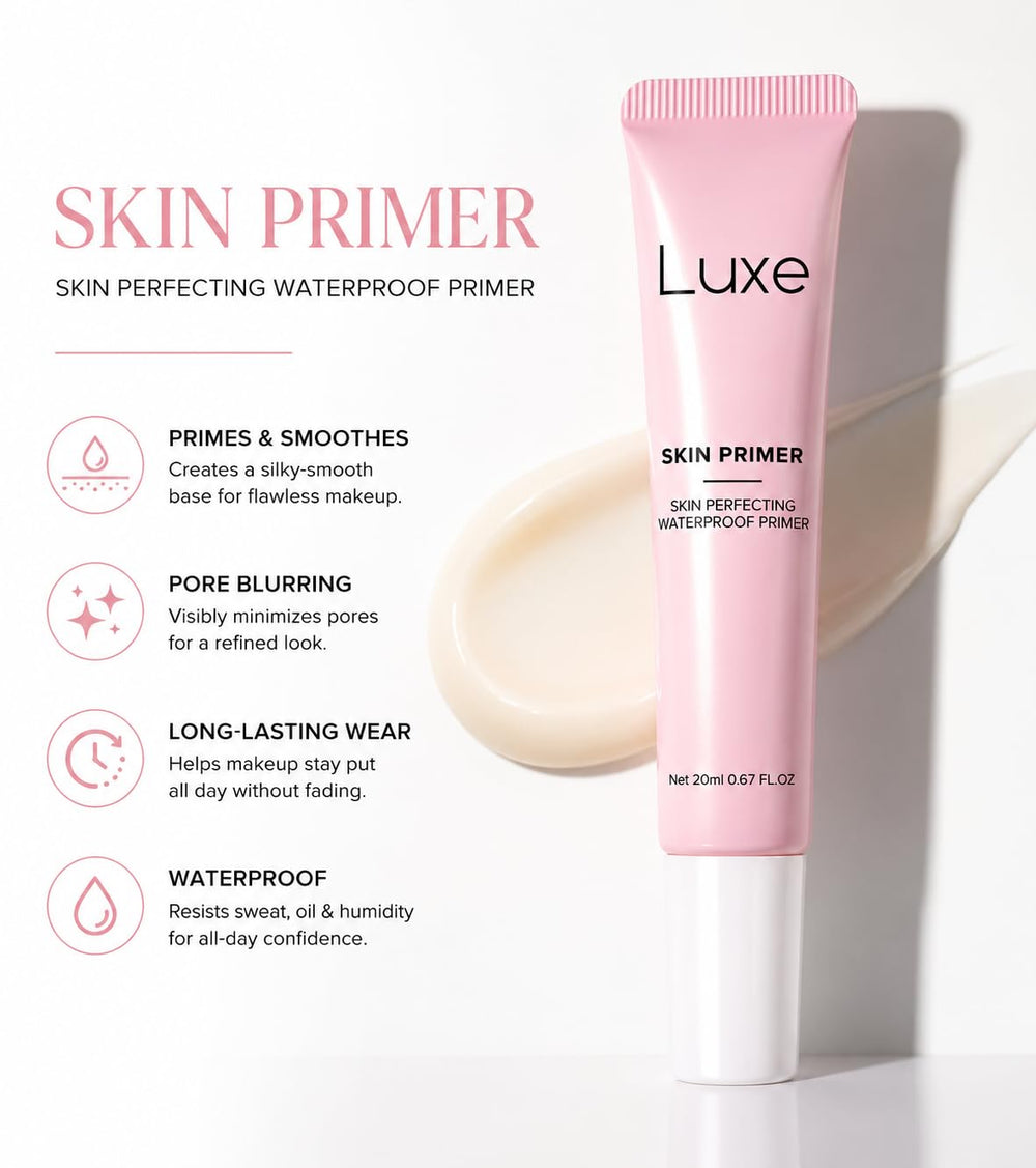 LUXE texture close-up showing silky primer texture for smooth skin