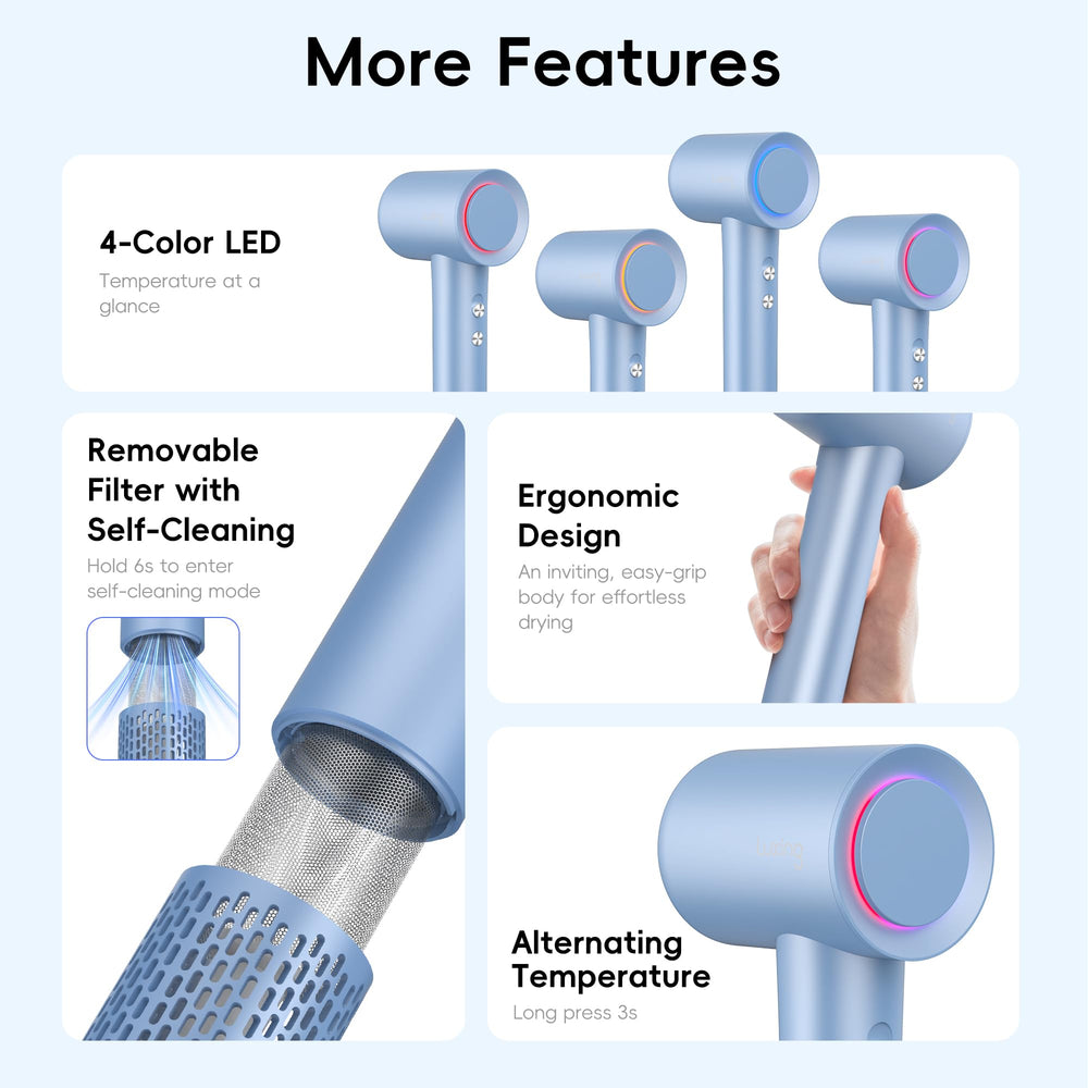 Luxing TurboLux removable rear filter detail for simple cleaning and safe hair protection