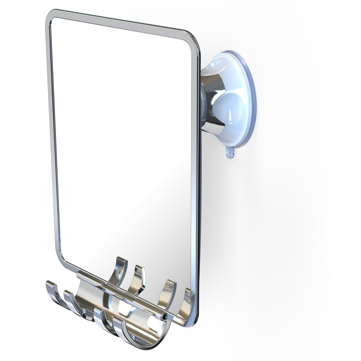 Luxo chrome front view showing stylish fogless shaving mirror benefit clear reflection