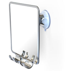 Luxo chrome front view showing stylish fogless shaving mirror benefit clear reflection