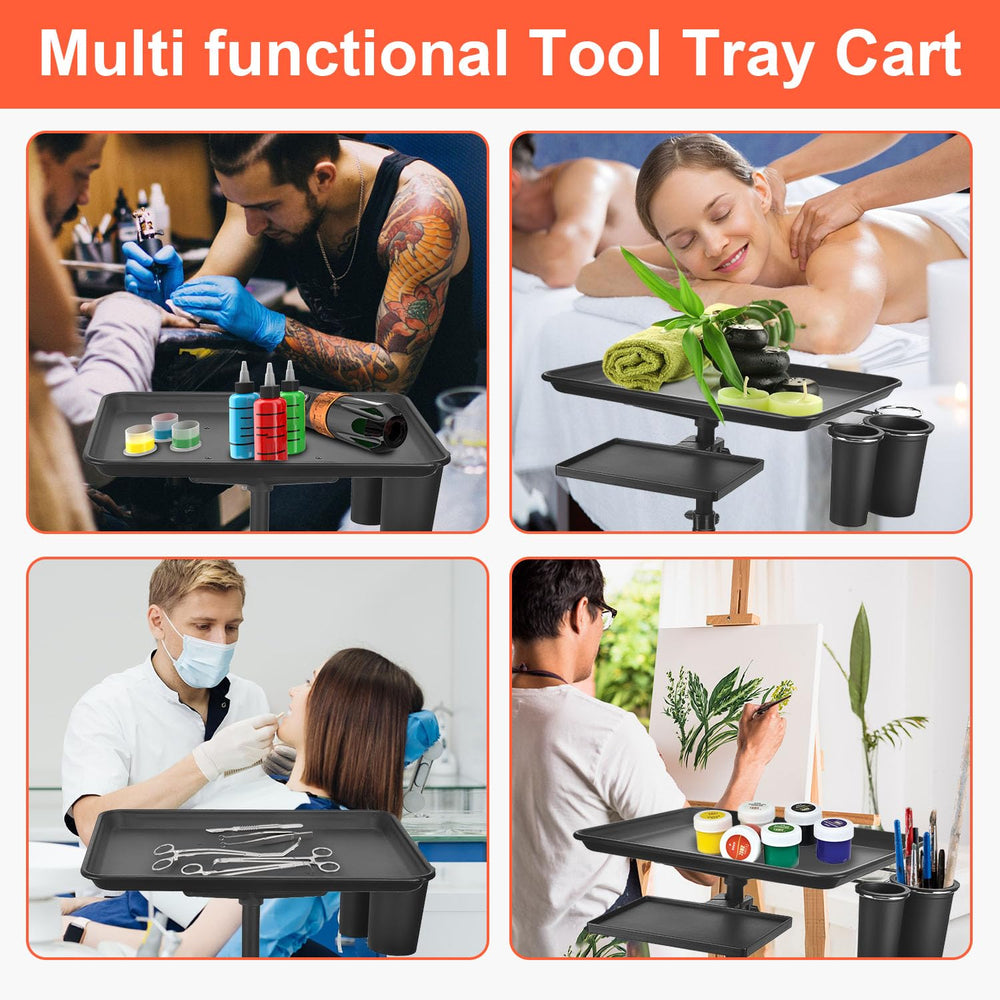 LWADALN cart in use next to styling chair illustrating mobility and quick repositioning benefits