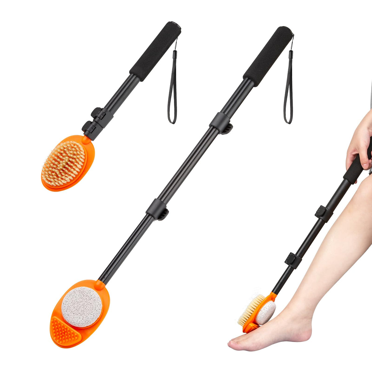 LYIGEOL foot scrubber front view showing full tool and head for easier foot care