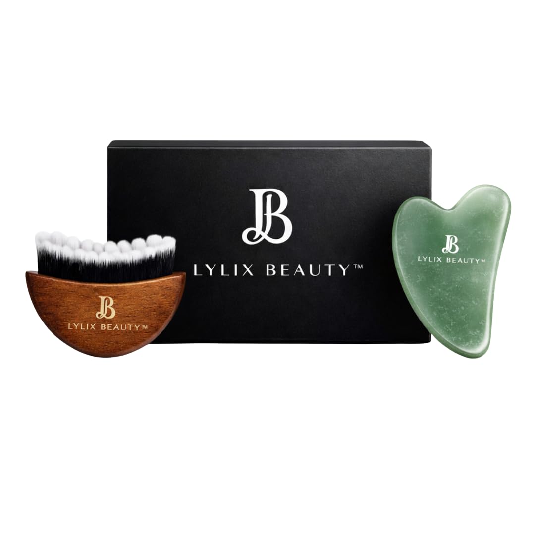 Lylix Beauty front packaging showing the brush and jade gua sha, ideal for gifting