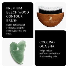 Lylix Beauty jade gua sha detail showing polished edge, cool glide for massage