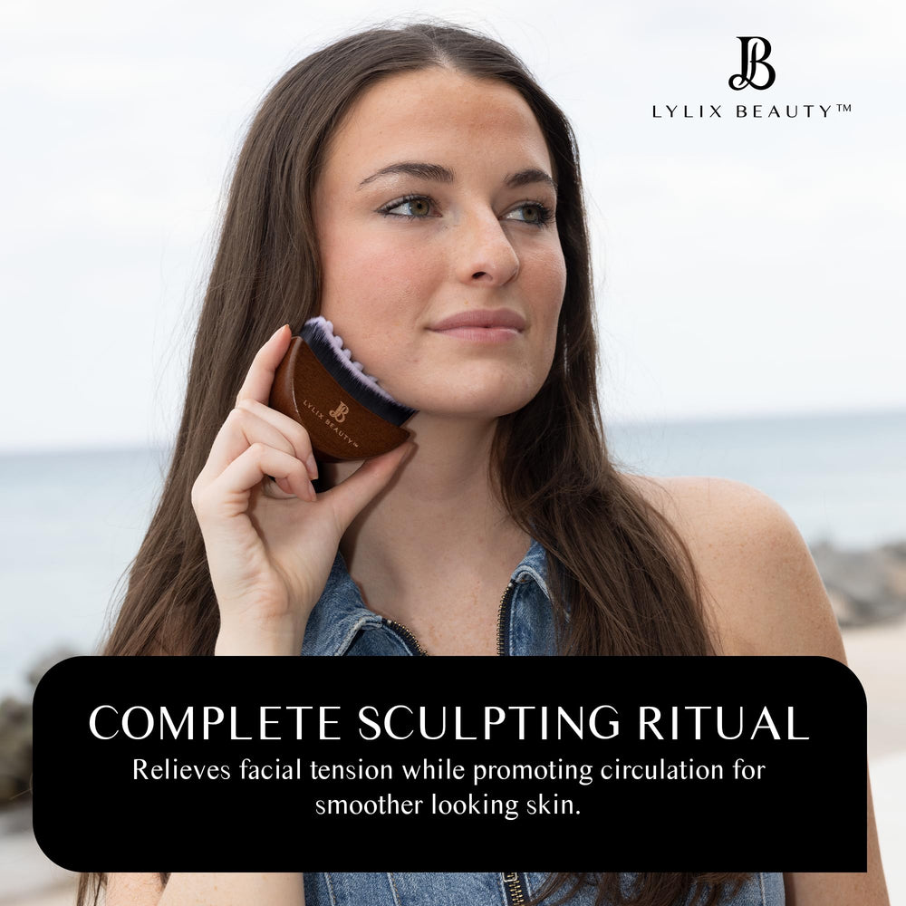 Lylix Beauty tools arranged on bathroom vanity, supports daily skincare ritual