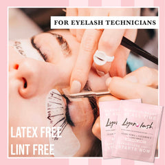 Lyon Lash under-eye pad applied during lash extension demonstrating secure isolation benefit