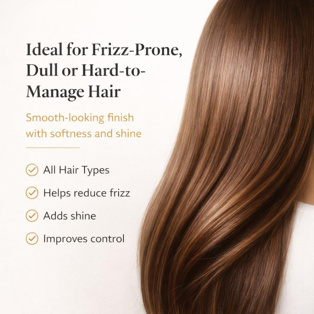 Lz styled glossy hair in lifestyle scene demonstrating shine benefit