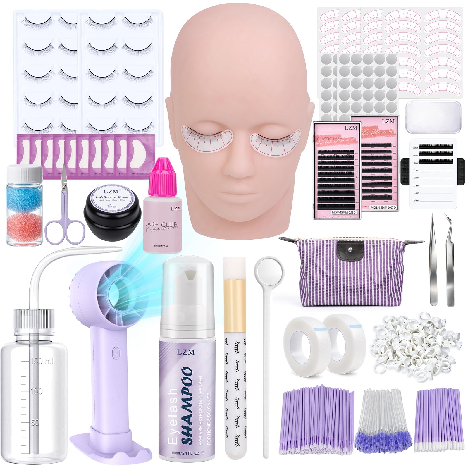 LZM mannequin head front view showing realistic practice surface and improved technique