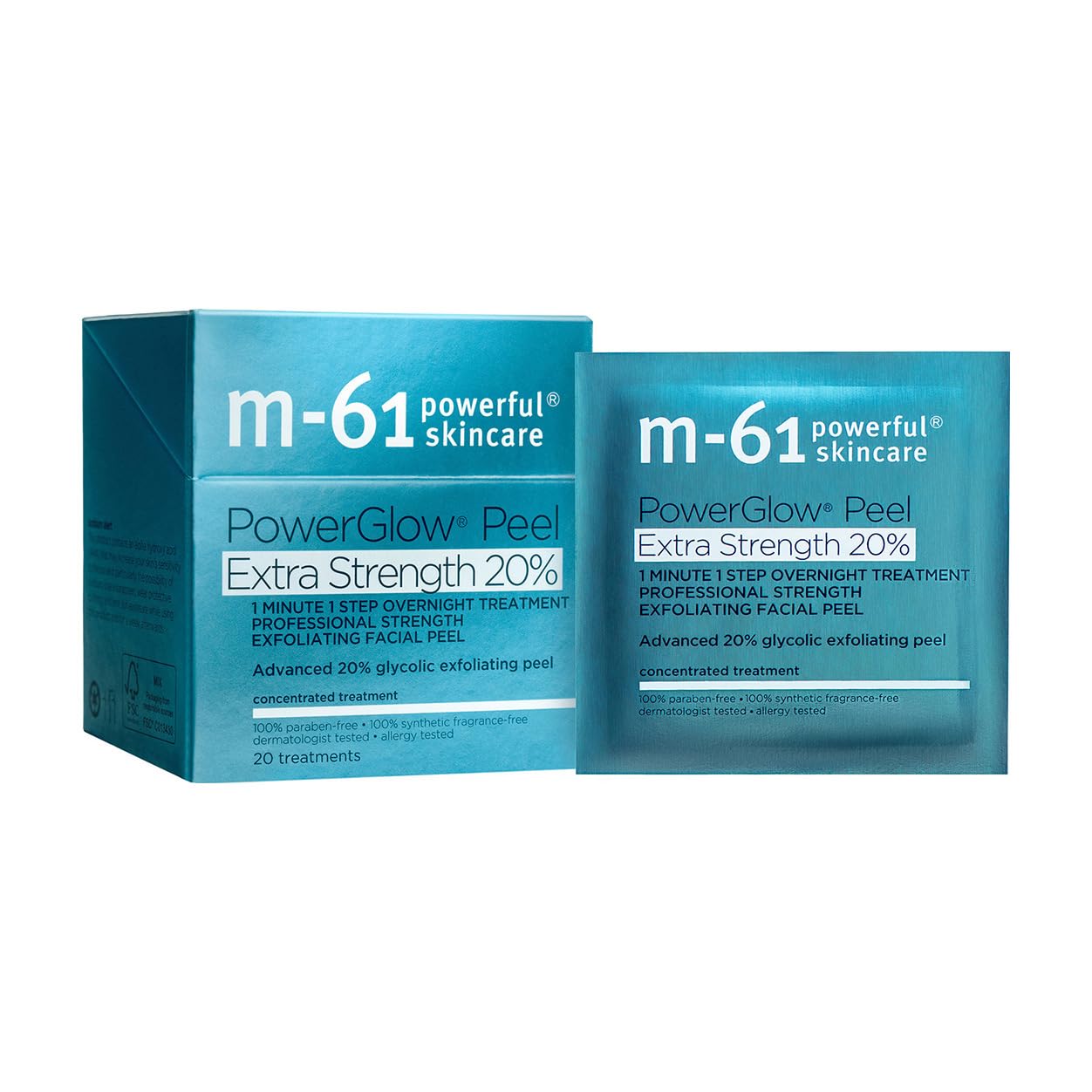 m-61 front packaging showing professional peel pads and benefits