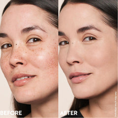 M. Asam mousse on fingertip ready to apply showing quick blendability and buildable coverage