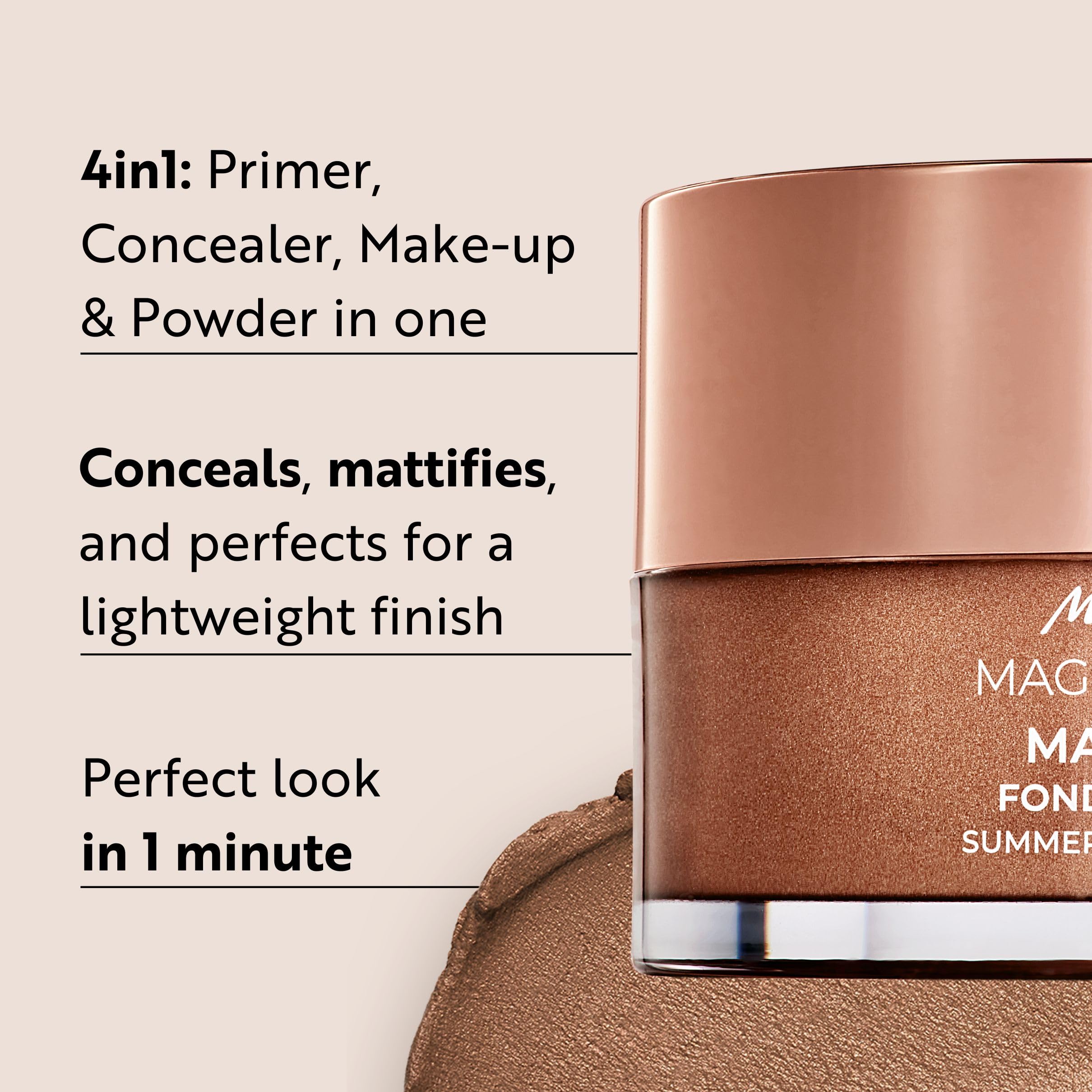 M. Asam mousse texture swatch showing airy finish and smooth coverage benefit