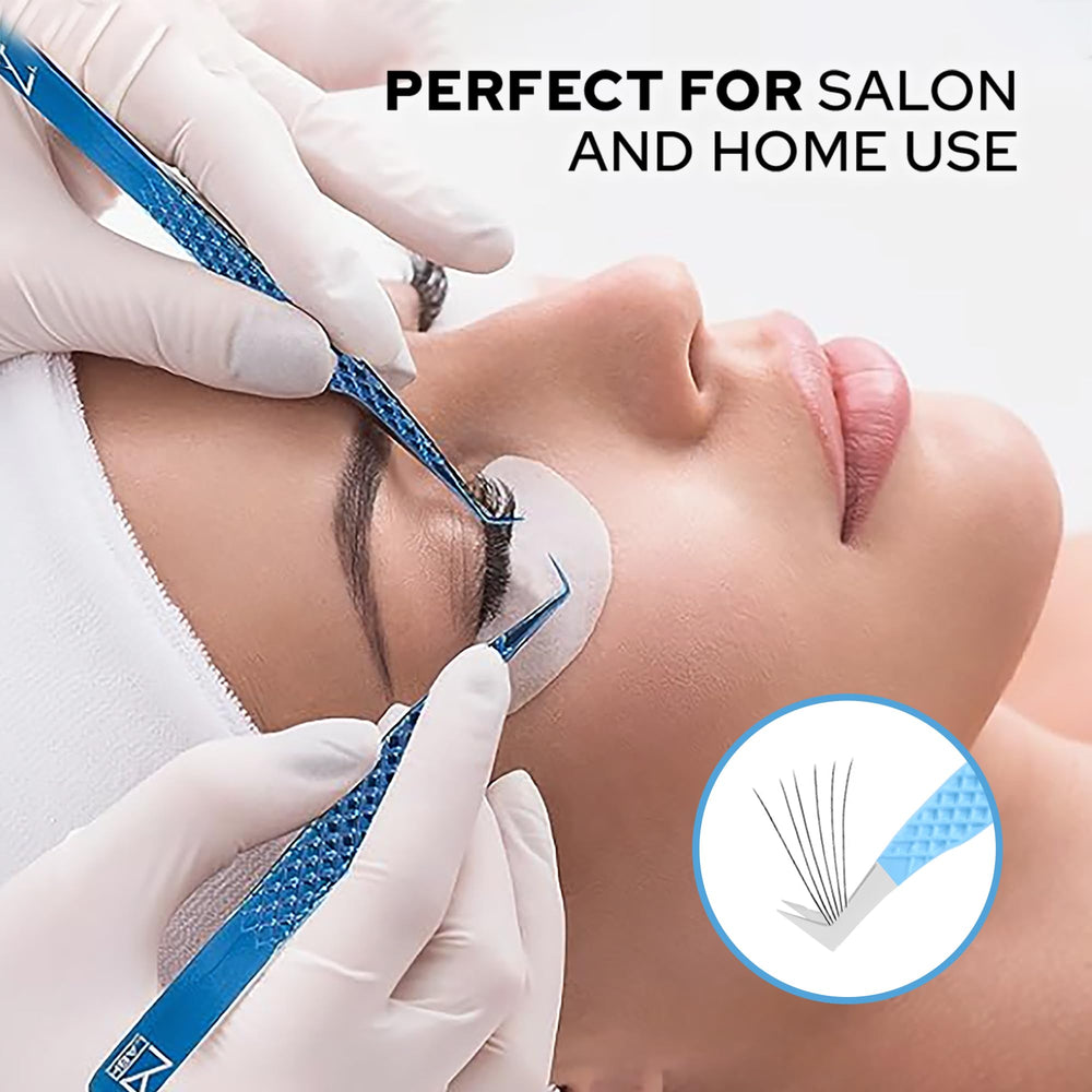 M brand lifestyle studio shot of a technician using the tweezers in a salon