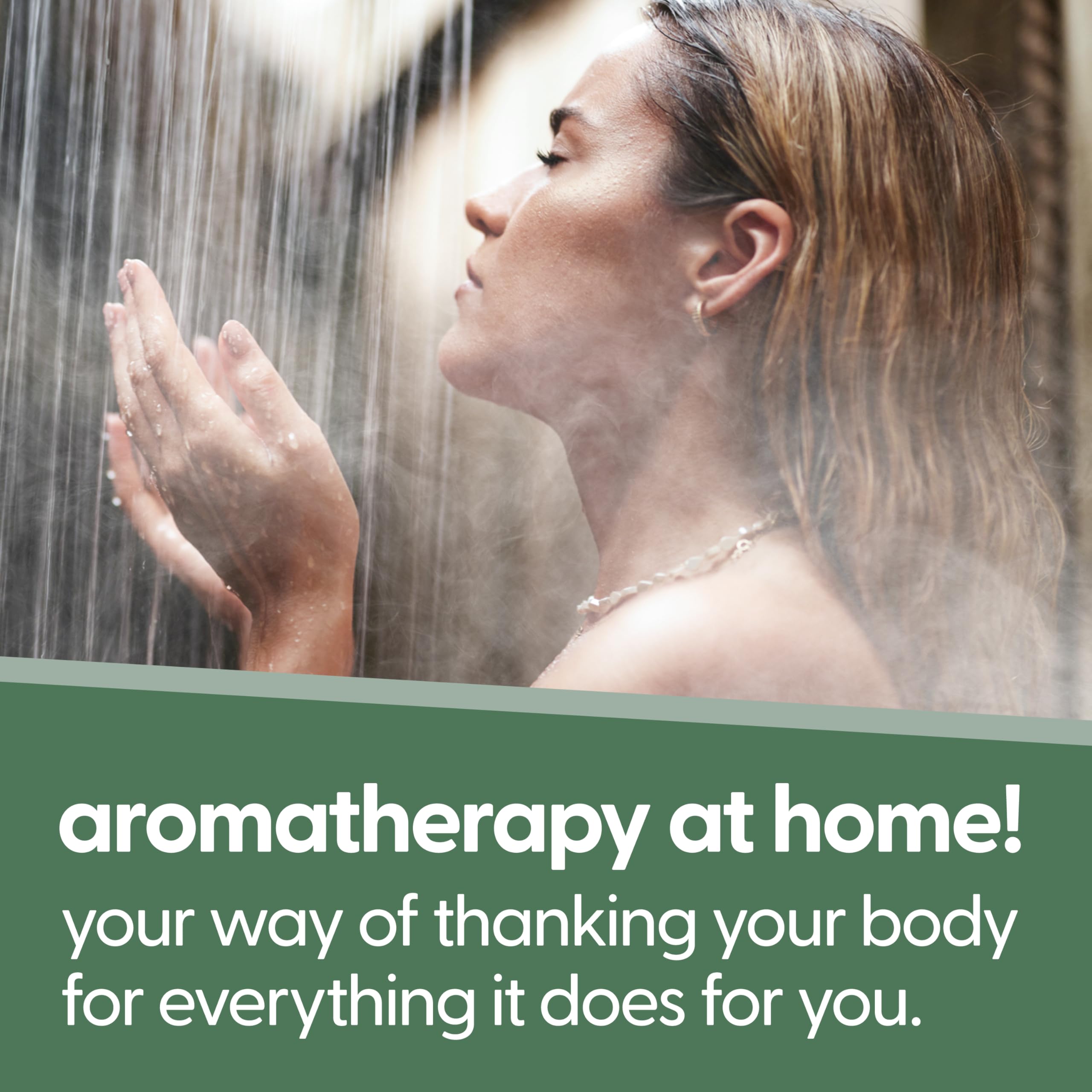 M3 Naturals eucalyptus tablet placed on shower floor releasing steam for a spa-like benefit