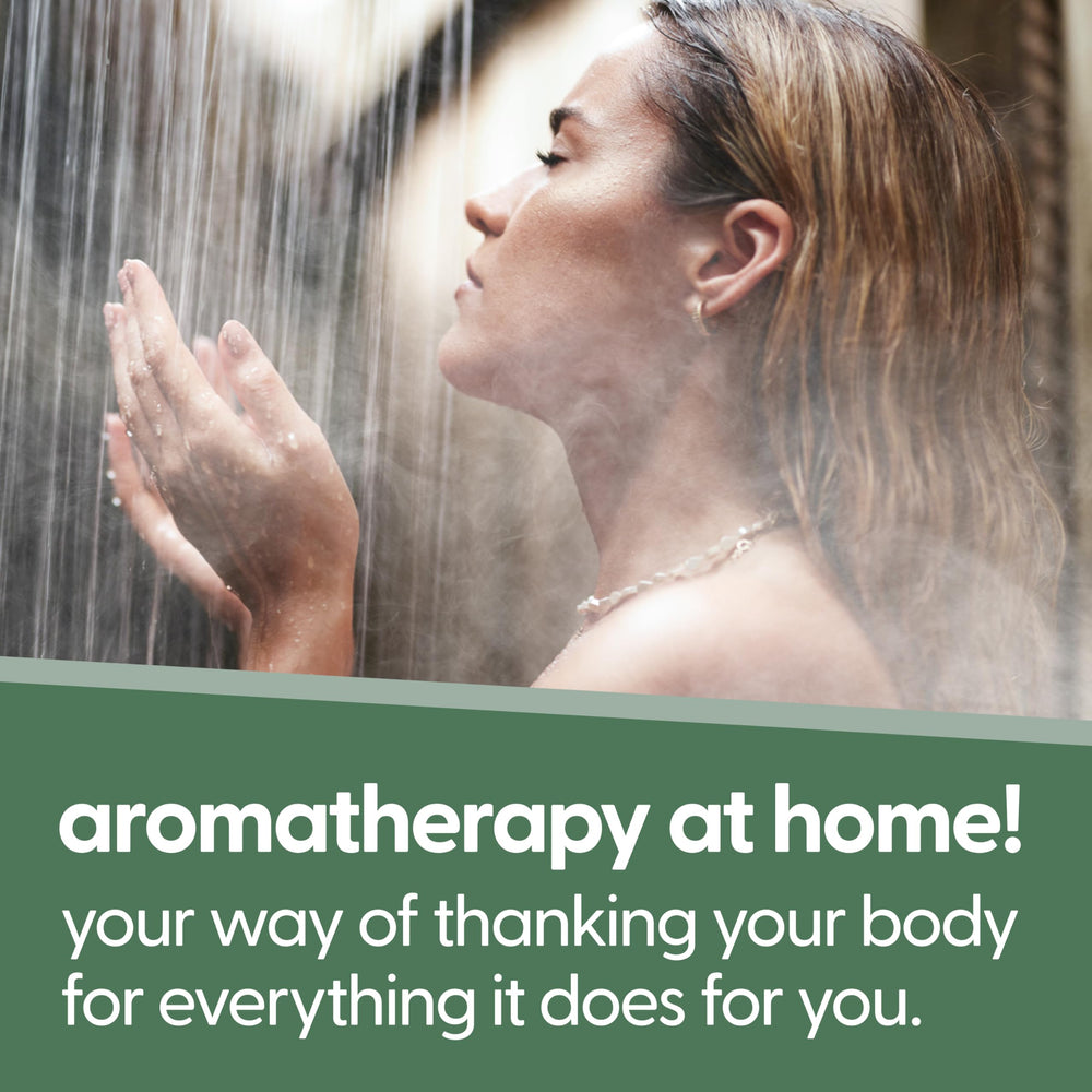 M3 Naturals eucalyptus tablet placed on shower floor releasing steam for a spa-like benefit