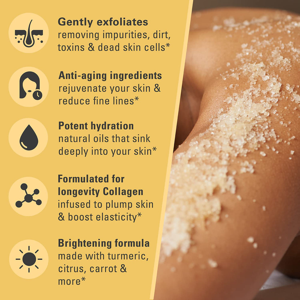 M3 Naturals scrub being applied in shower demonstrating easy in-shower exfoliation and rinse-off