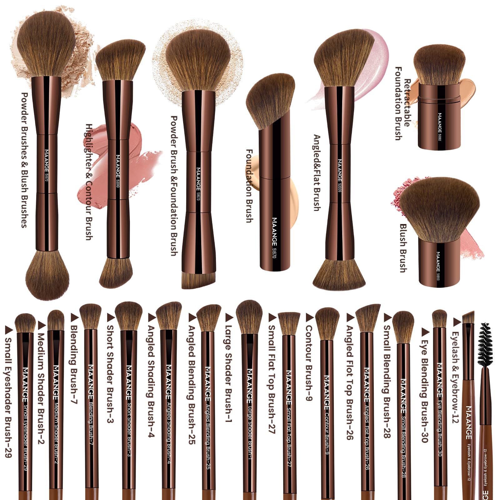 MAANGE bristle close-up showing soft dense synthetic fibers for smooth blending