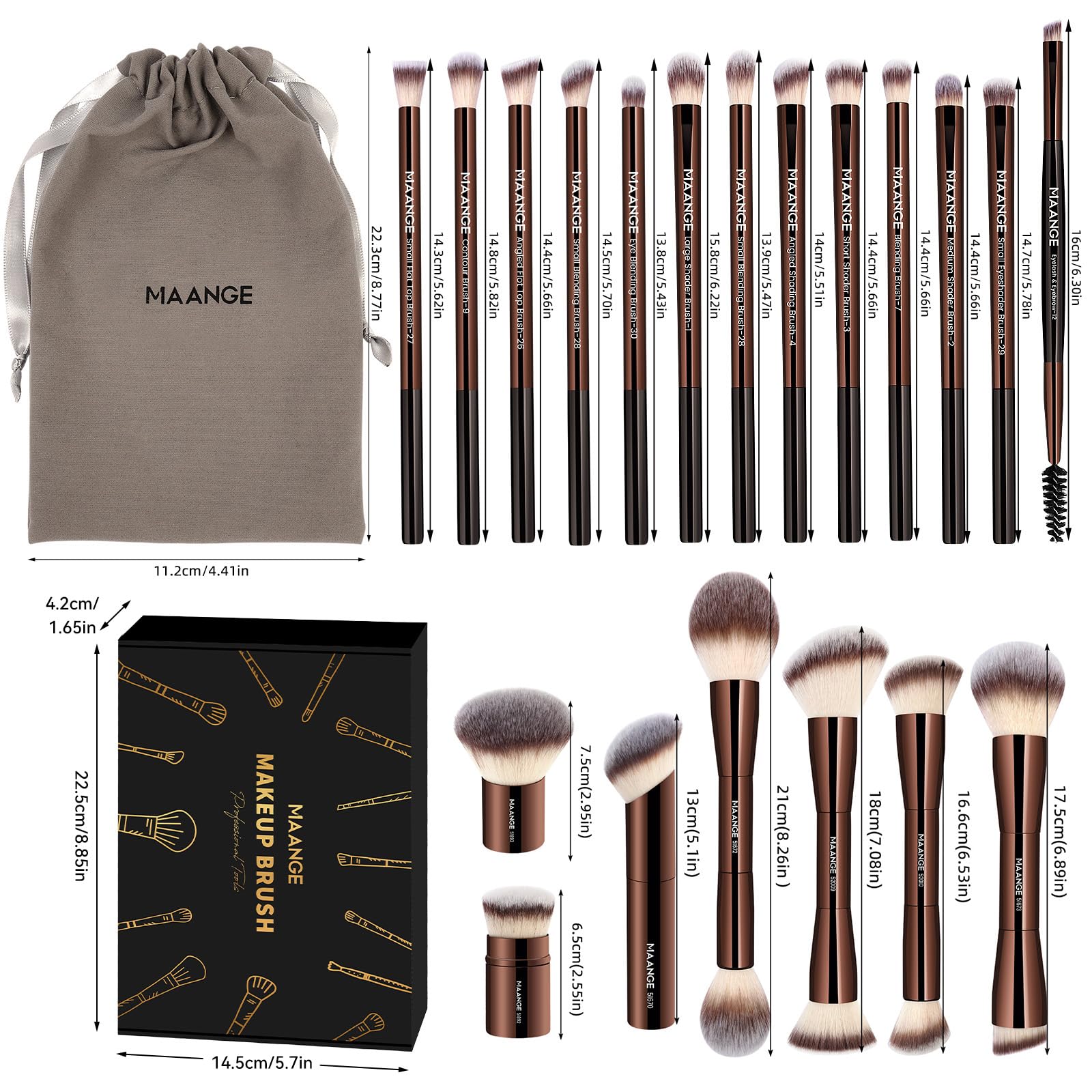 MAANGE bristle texture detail highlighting soft synthetic fibers for gentle blending