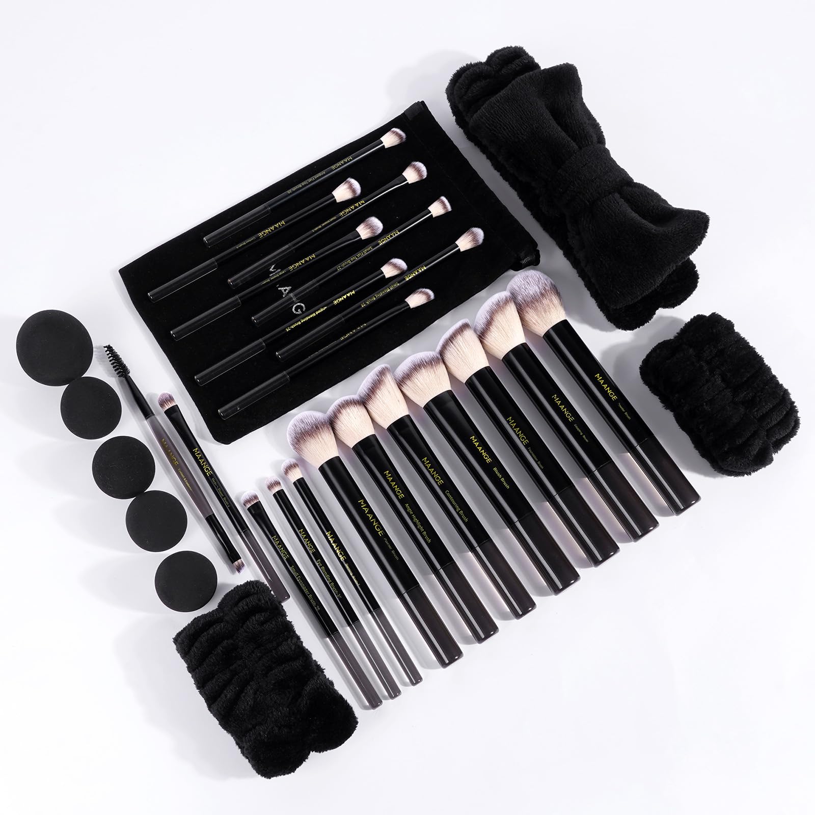 MAANGE brushes applying foundation for seamless buffing and natural finish