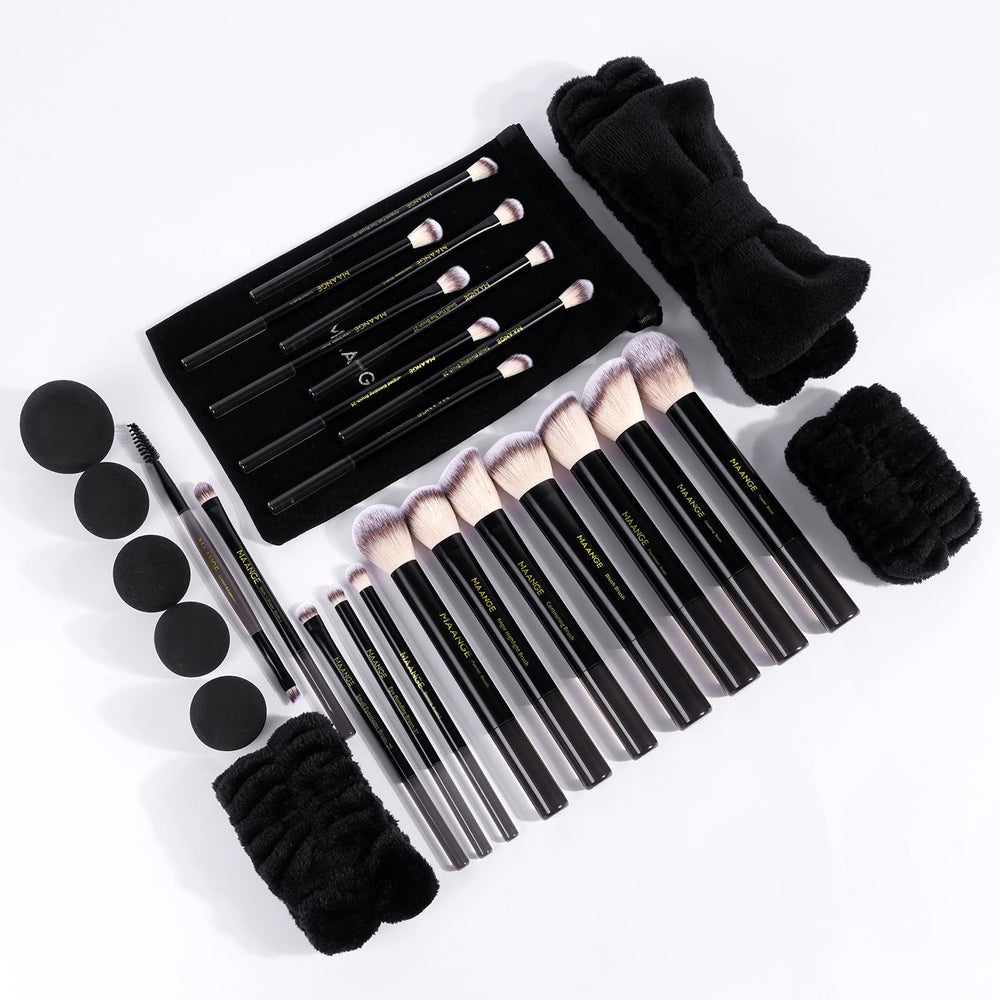 MAANGE brushes applying foundation for seamless buffing and natural finish