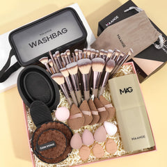 MAANGE full brush set laid out to display 30 brushes and accessories for variety