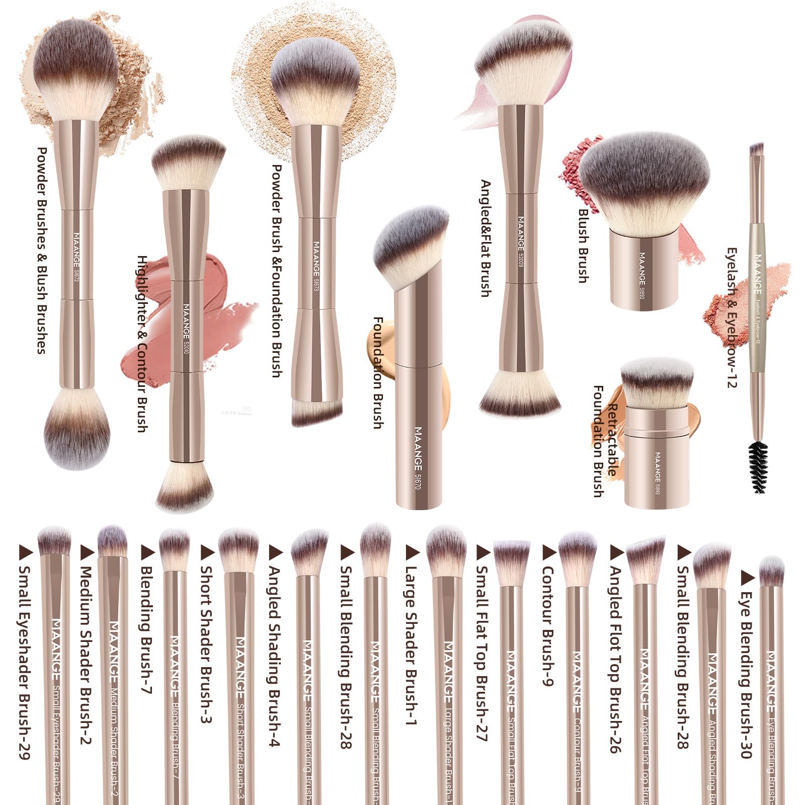 MAANGE brushes beside a hand to show scale and comfortable handle control
