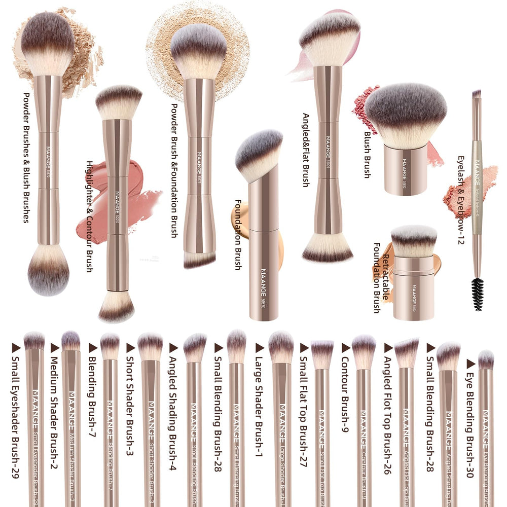 MAANGE brushes beside a hand to show scale and comfortable handle control