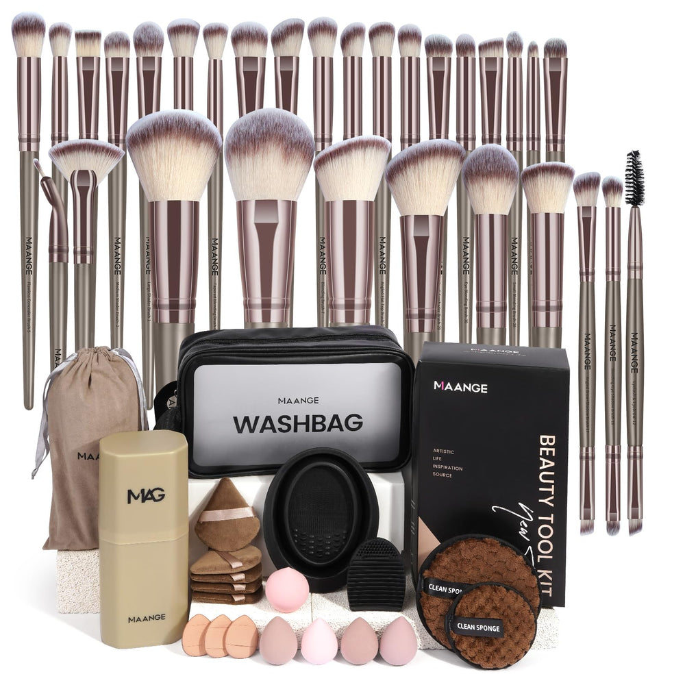 MAANGE front packaging showing full champagne kit and contents for easy selection