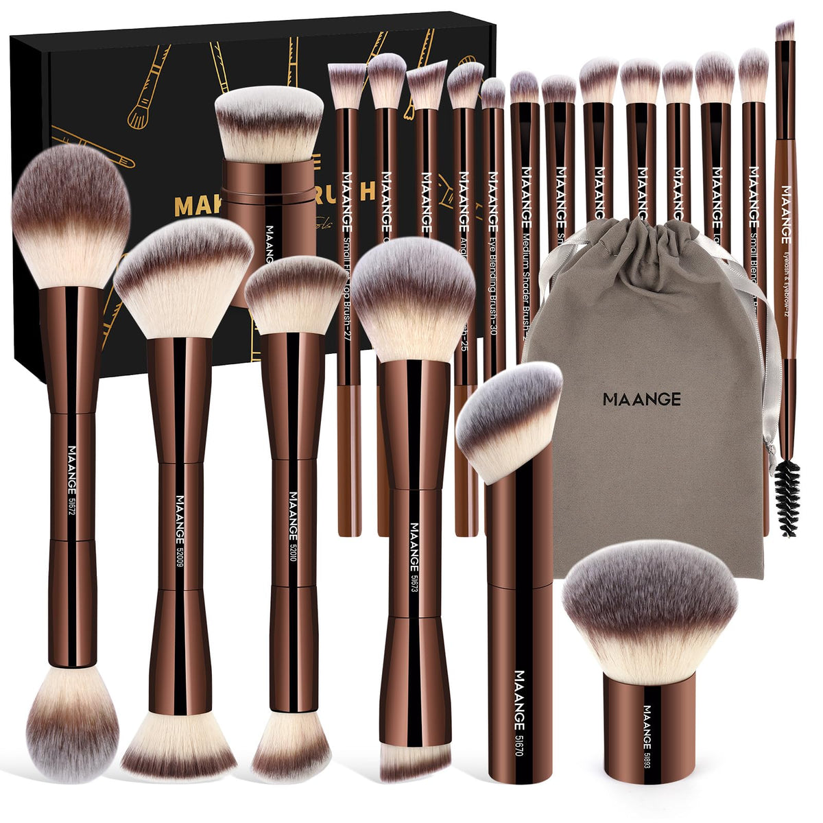 MAANGE coffee box front packaging showing complete brush set, neat presentation and storage