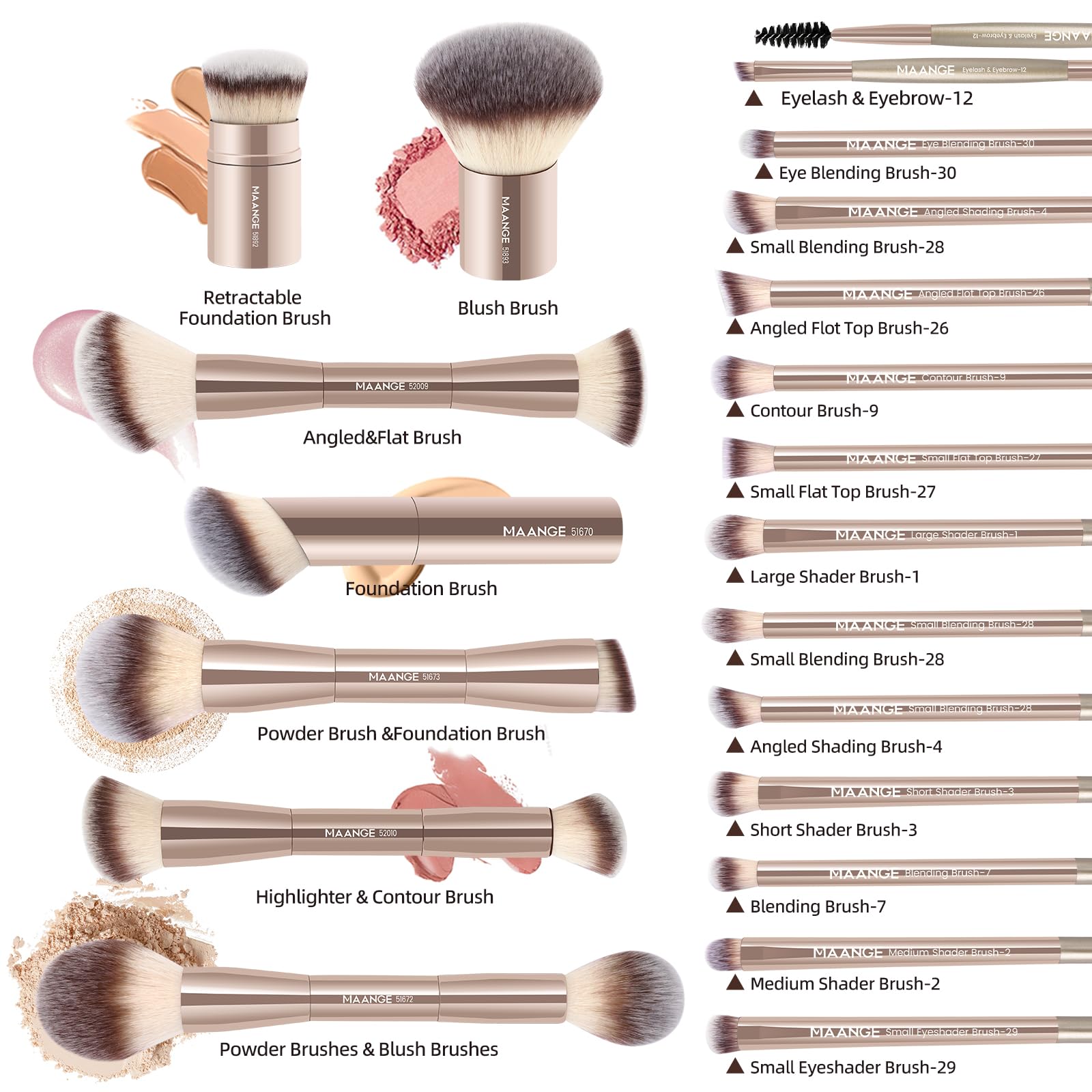 MAANGE foundation brush applying cream foundation, showing even coverage benefit