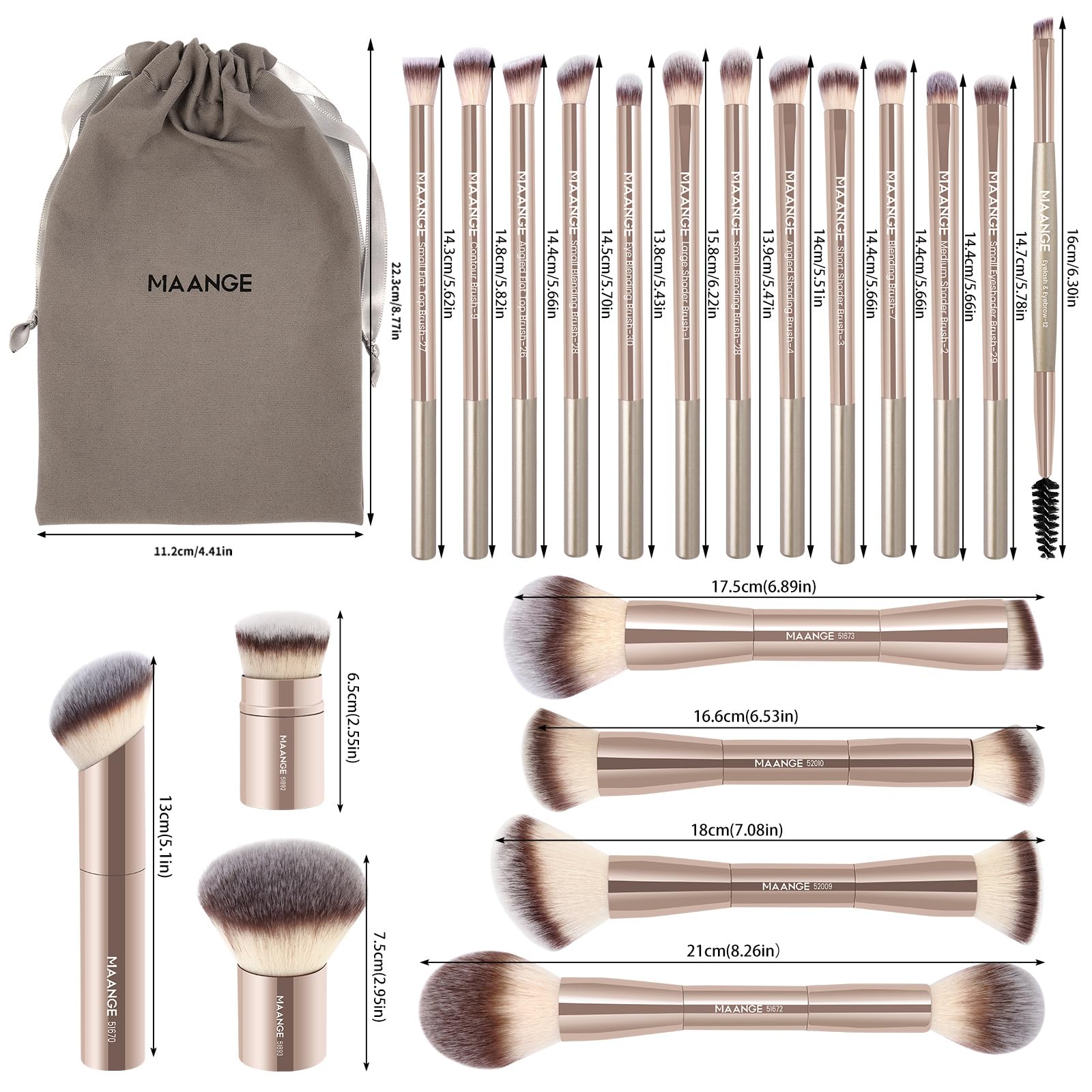 MAANGE brush set on a makeup station to show ready-to-use professional setup