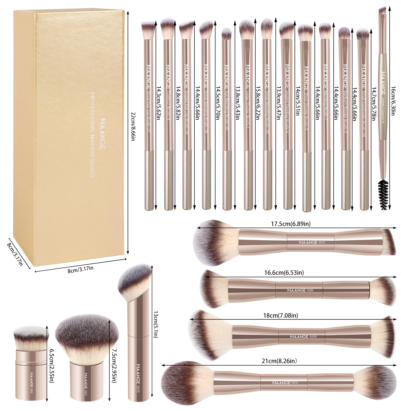 MAANGE brush held in hand to show scale and portable size for travel convenience