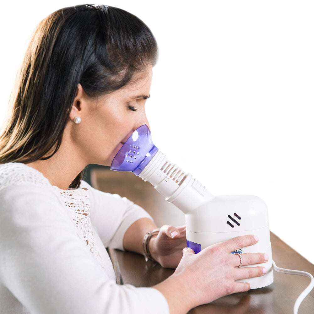 MABIS facial steamer front view showing compact design and control for easy operation